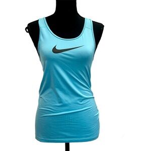 Nike blue black swoosh logo athletic sports Racerback tank top Sz S